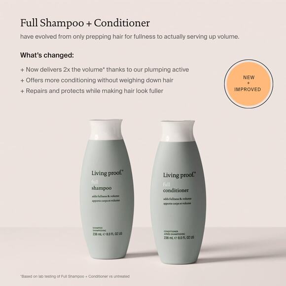 NEW Living Proof Full Shampoo & Conditioner (8 oz) Thick Hair Cleanser Combo Set - Picture 5 of 16